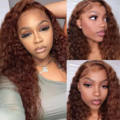 13X6 Chocolate Brown Lace Front Wig Water Wave Wet And Wavy Lace Front Wigs Human Hair Curly Glueless Pre Plucked Bleached Knots
