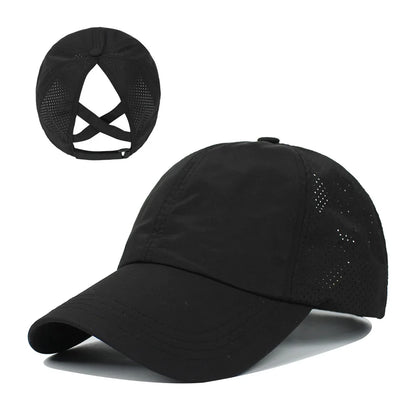 Baseball Caps For Women Hats New Breathable Mesh Sun Visor Hats Female Summer European Outdoor Sports Criss Cross Ponytail Hat