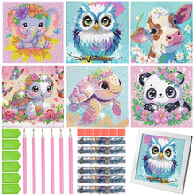 Load image into Gallery viewer, 6Pack Diamond Painting Kits for Kids Beginners Full Drill Cartoon Cute Animals Diamond Art Kits DIY Big Gem Art Home Wall Decor
