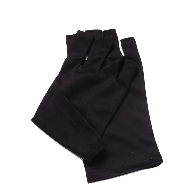 Nail Tools Anti-ultraviolet Uv Gloves Sun Black Half Exposed Fingertips Phototherapy Gloves Short Section