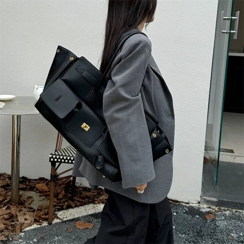 Luxury Genuine Leather Tote Bags for Women Large Capacity Travel Shoulder Bag Designer Handbags Ladies Shopping Purse