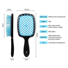 Load image into Gallery viewer, Tangled Hair Comb Detangling Hair Brush Massage Combs Hollow Out Wet Curly Hair Brushes Barber Comb Salon Styling Tools
