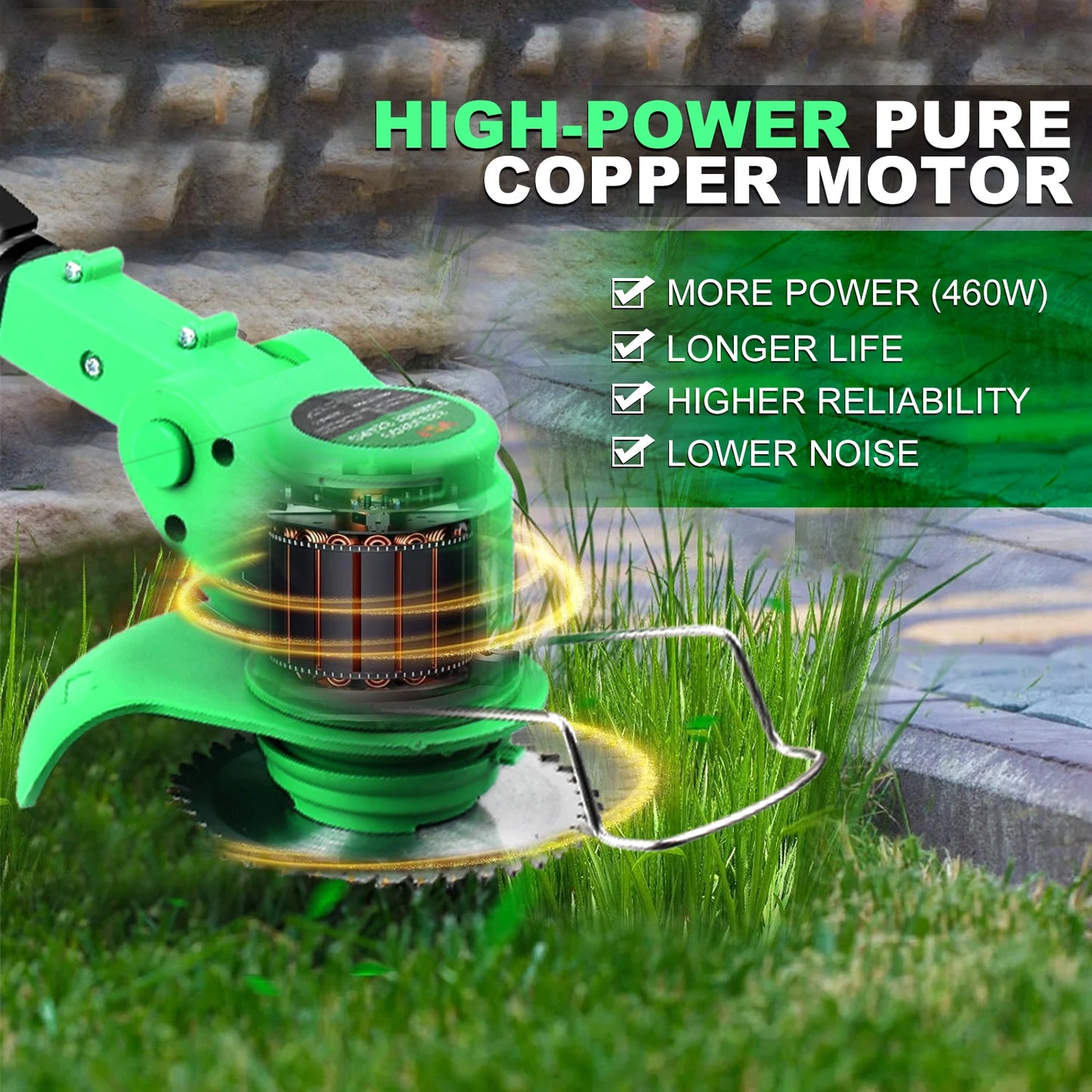 Cordless Electric Weed Eatwith a Charger, Height Adjustable Brush Cutter, Rechargeable Weeder for Home Weeding, Mowing