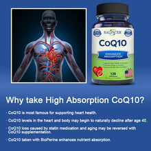 Load image into Gallery viewer, Organic Ultra High Absorption COQ10 Coenzyme Q10 Vascular and Heart Health Blood Pressure Balance Support Energy Brain Function
