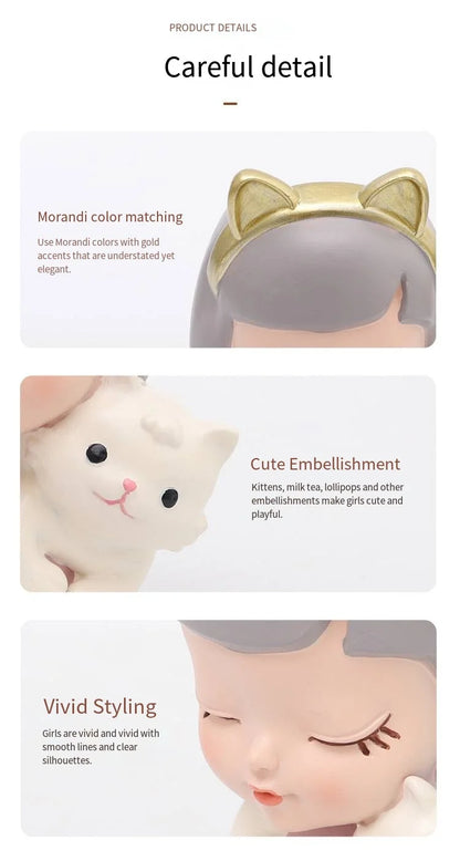 European Resin Gardening DIY Succulent Flower Pot Table Top Creative Cute Girl Green Plant Small Flower Pot Gift