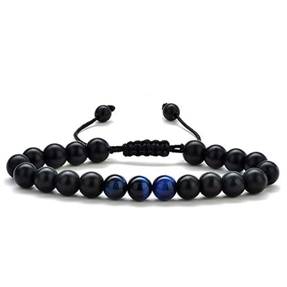 Tiger Eye Couple Bracelets Matte Black Agate Beads Bracelet for Women Men