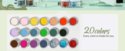 ROSALIND 29PCS Dip Nails Powder Starter Kit, 20 Colors Dip Powder Nail Kit Red Green Orange Glitter Series Nail Dip Powder Color