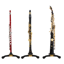 Load image into Gallery viewer, Flute Clarinet Stands Soprano Straight Saxophone Stands Oboe Stand Portable Foldable Tripod Holder Wind Instrument Accessories
