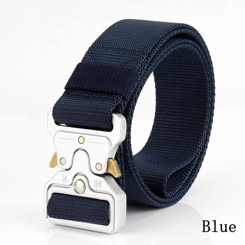 Belts For Men Tactical Belt Metal Silver Buckle Nylon Waist Strap Girdle Heavy Duty Training Hunting Mens Belts