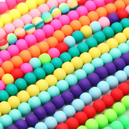 1 String 6/9mm Clay Round Beads Loose Spacer Beads Polymer Clay Beads For Jewelry Making Diy Boho Bracelet Necklace Accessorie
