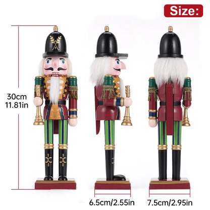 30cm Nutcracker Soldier Puppet Wooden Nutcracker Statues Handicraft Doll Toy Christmas Navidad New Year Gift Home Decoration