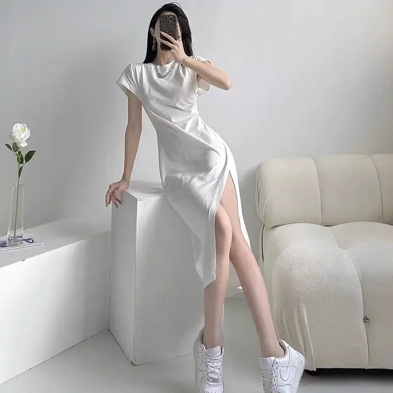 White Dresses for Women 2024 Woman Dress Clothes Midi X New in Chic and Elegant Pretty Cheap Casual Y2k Outfits Harajuku Cotton