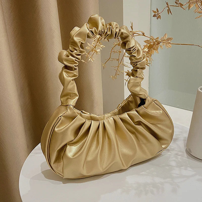 Women's Clutch Handbags Fashion Solid Color PU Leather Underarm Shoulder Bag Female Bag