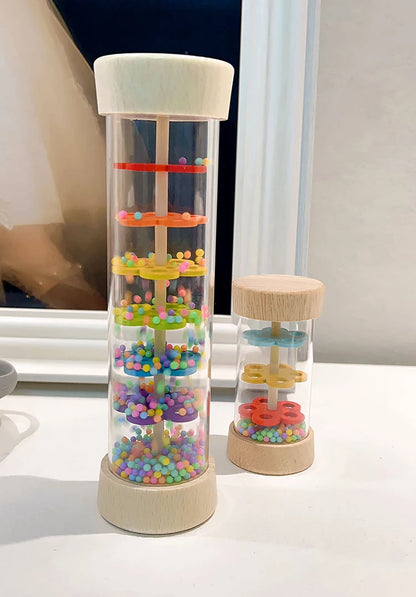 Wooden Rain Sound Tube Instrument Rain Maker Rain Stick Musical Instrument Hourglass Music Shaker Toy Hearing Enlightenment Toys
