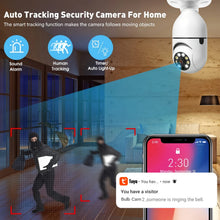 Load image into Gallery viewer, 2Pcs/Tuya indoor light bulb camera, home security monitoring system, 3MP HD video, 2.4GWiFi PTZ camera, motion detection alarm
