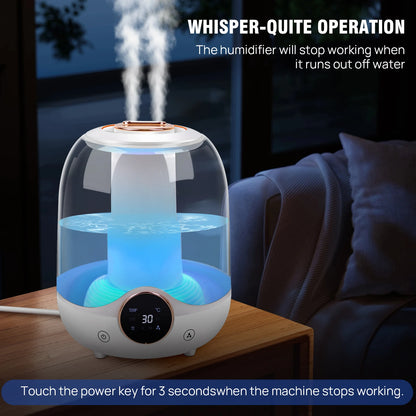 3L Air Humidifier, Home Humidifier Essential oil Diffuser,Cool Mist Humidifier for Home Office,Auto-off, 7 Color Night Lights