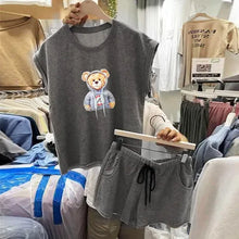 Load image into Gallery viewer, Summer Women Clothing Sets Sleeveless Vest+Shorts Two-piece Suit Korean Fashion Female Loose Outfits Ladies Casual Tracksuit
