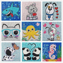 Load image into Gallery viewer, DIY Diamond Painting by Number Kits for Kids Cartoon Animal Picture Crystal Rhinestone Diamond Embroidery for Children Gifts
