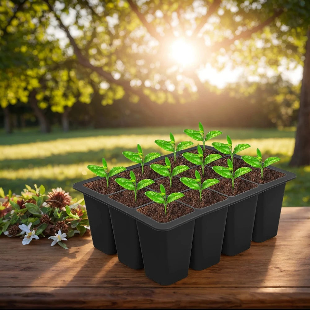 12 Holes Silicone Seedling Starter Trays Breathable Flower Plant Seed Grows Box Reusable Gardening Sowing Tray for Plants Indoor