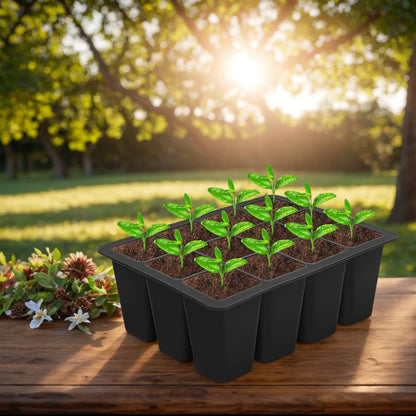 12 Holes Silicone Seedling Starter Trays Breathable Flower Plant Seed Grows Box Reusable Gardening Sowing Tray for Plants Indoor