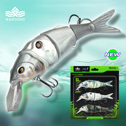 HANDING 3Pcs M1 Jointed Swimbait 3-Segments Body Fishing Lure Tackle Slow Sinking Fishing Lure Hard Bait Lures with Wide Lip