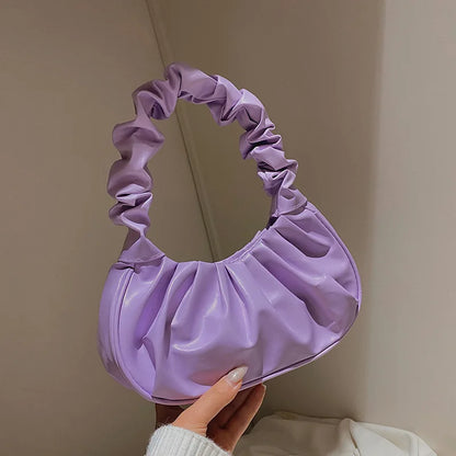 Women's Clutch Handbags Fashion Solid Color PU Leather Underarm Shoulder Bag Female Bag