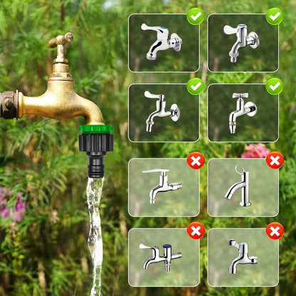 Garden Hose Tap Connector 3/4 inch and 1/2 inch BSP 2in1 Threaded Faucet Adapter Hose Connection Set for Garden Irrigation