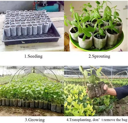 Seedling Bags 100 Pack Degradable Non-Woven Nursery Bags Fabric Seedling Grow Bags Plant Pouch For Garden Agricultural Supply