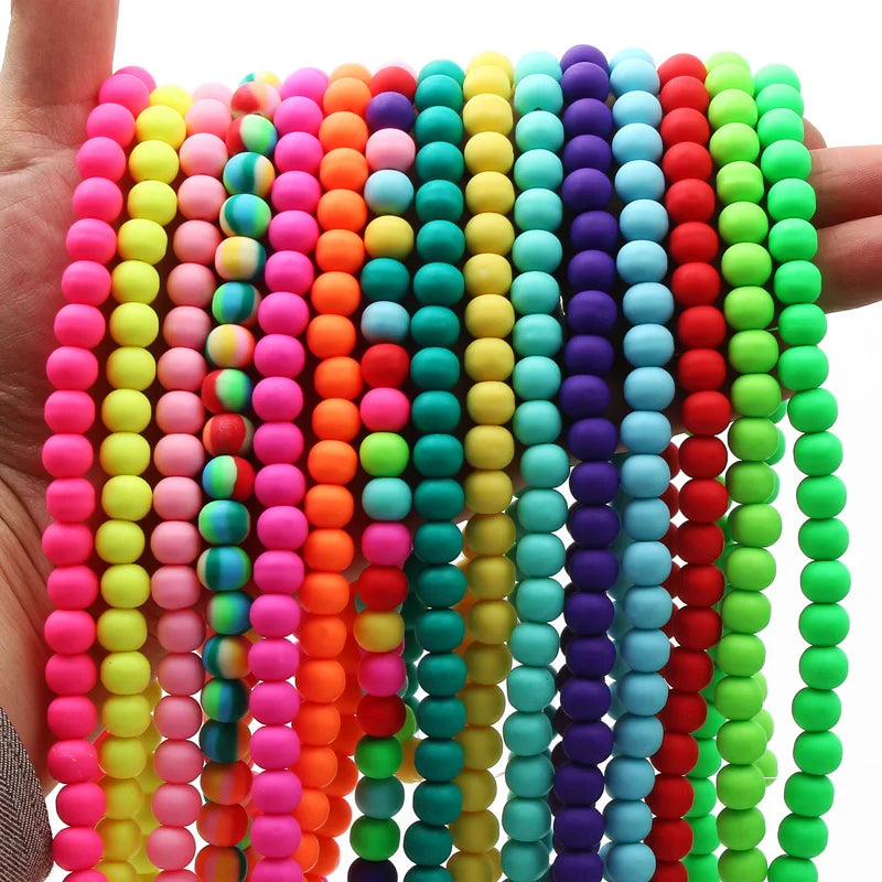 1 String 6/9mm Clay Round Beads Loose Spacer Beads Polymer Clay Beads For Jewelry Making Diy Boho Bracelet Necklace Accessorie