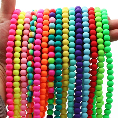 1 String 6/9mm Clay Round Beads Loose Spacer Beads Polymer Clay Beads For Jewelry Making Diy Boho Bracelet Necklace Accessorie