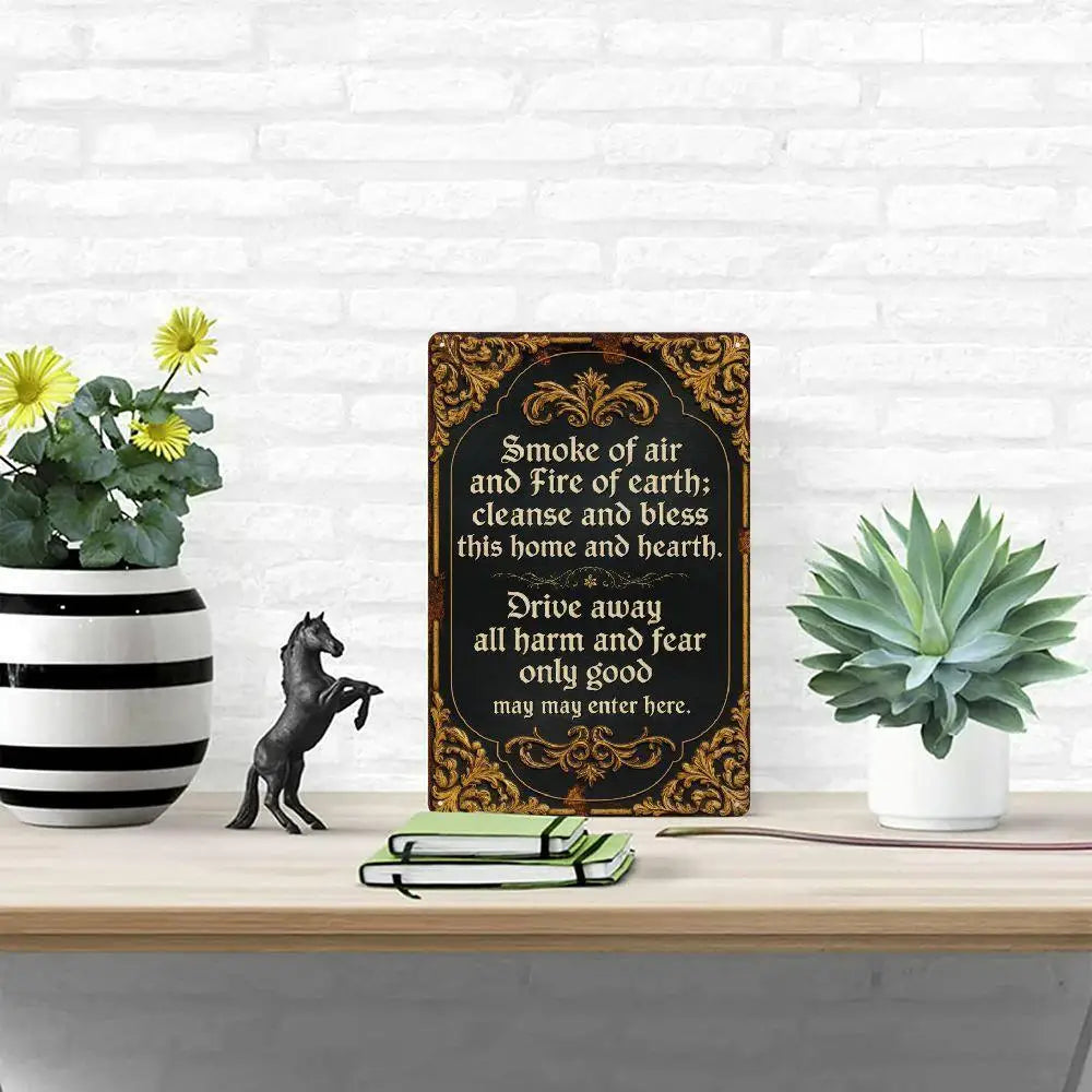 Tin Wall Decoration 8x12 Inches Retro Style Design with Black and Gold Logo Suitable for Home Decoration Cafes