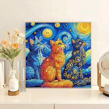 Load image into Gallery viewer, 1 set of animal themed cat diamond painting set, DIY 5D color irregular crystal diamond partially inlaid painting design
