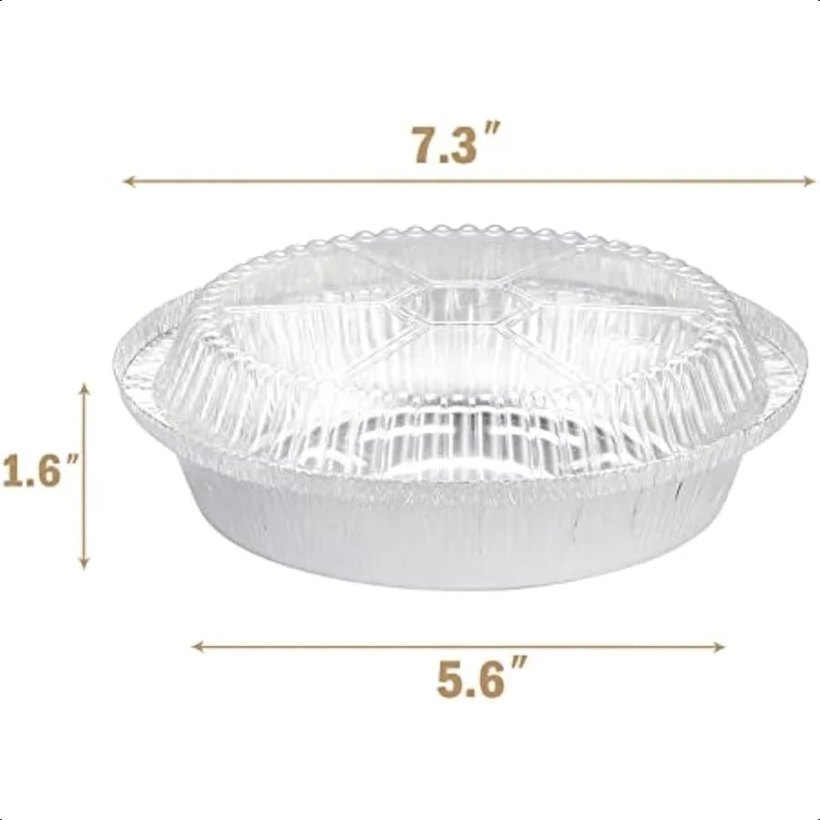 60 Pack 7Inch Round Aluminum Pans Disposable with Plastic Dome Lids Tin Foil Pans for Roasting Meal Prep toGo Containers Silver