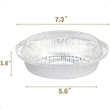 Load image into Gallery viewer, 60 Pack 7Inch Round Aluminum Pans Disposable with Plastic Dome Lids Tin Foil Pans for Roasting Meal Prep toGo Containers Silver
