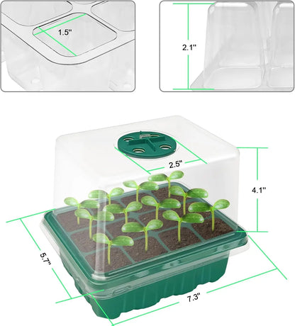 Full-Featured Seedling System, Moisturizing and Insect-Proof Transparent Cover, Layered Drainage Tray, Home Gardening Nursery Greenhouse Kit