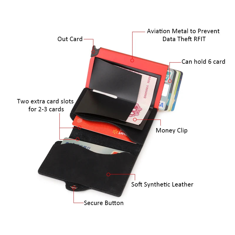 Anti Rfid Credit Card Holder Men Wallet Metal Smart Slim Thin Wallet Bank Credit Cardholder Case