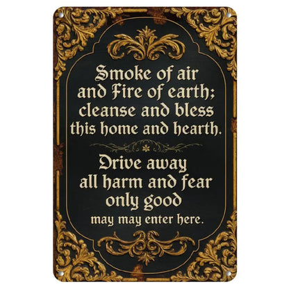 Tin Wall Decoration 8x12 Inches Retro Style Design with Black and Gold Logo Suitable for Home Decoration Cafes