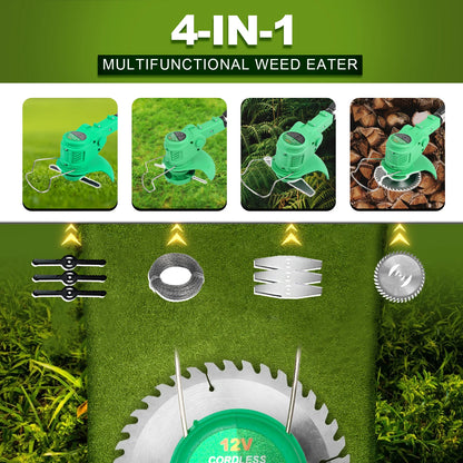 Cordless Electric Weed Eatwith a Charger, Height Adjustable Brush Cutter, Rechargeable Weeder for Home Weeding, Mowing