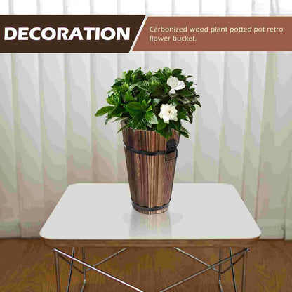 Wooden Planter Retro Design Planter Exquisite Flowerpot for Garden