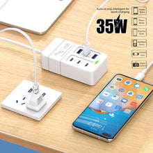 Load image into Gallery viewer, 35W Multiport USB Charger PD Type C Fast Charging US Plug Wall Charger USB Hub Adapter 6 Ports USB Quick Mobile Phone Charger
