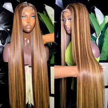 Load image into Gallery viewer, 4/27 Highlight Wig Human Hair Honey Blonde Colored Straight 360 lace front wig human hair Brazilian glueless wigs human hair
