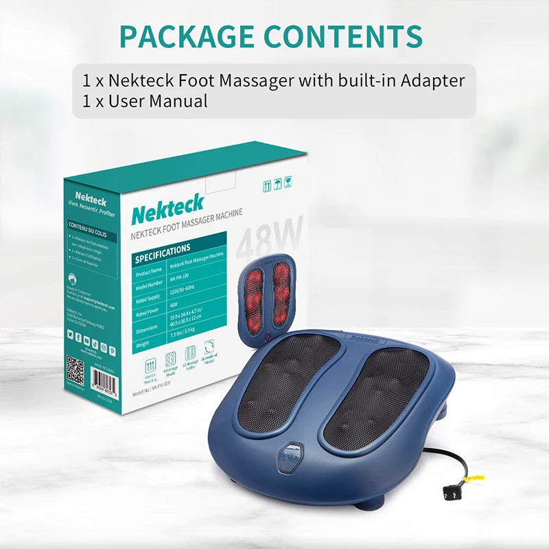 Nekteck Electric Foot Massager Heating Therapy Hot Compress Shiatsu Kneading Roller Muscle Relax Pain Relief Foot Spa Machine