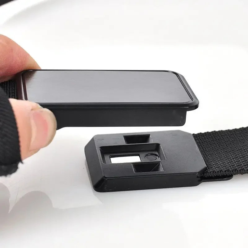 Men's Belt With Magnet Buckle Men's Outdoor Travel Magnetic Tactical Belt No Metal Automatic Magnetic Buckle Nylon Belt