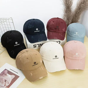 Baseball cap, fashionable embroidered letters, shabby soft felt hat, multi-functional fashionable hard-top hat for women