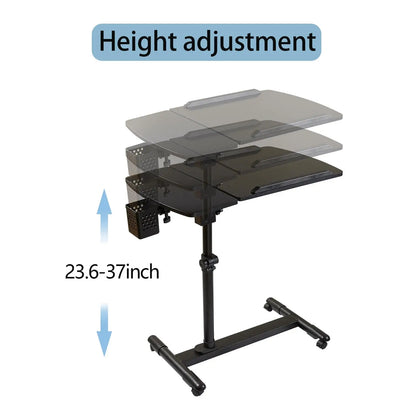 Overbed Bedside Table with Wheels, Adjustable Overbed Table with Tilting Desktops, Rolling Laptop Table, Overbed Desk