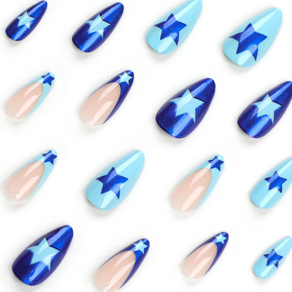 French False Nail for Women Blue Gentle Color Reusable Resin Artificial Nail for Portable DIY Women and Girl Nail Salon at Home