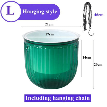 Garden Decoration Self-watering Flower Pot Plant with Chain Hanging Flower Pots Round with Drainage Holes Houseplant Flowerpot