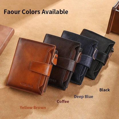 Wallet men's genuine leather 2024 new money bag short clip men's silver wallet card holder large capacity