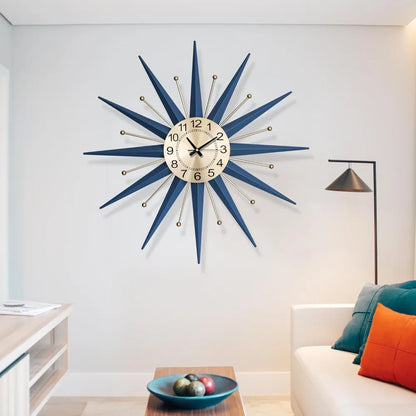 Large Wall Clock Metal Decorative, Mid Century Silent Non-Ticking Big Clocks, Modern Home Decorations for Living Room,Bedroom