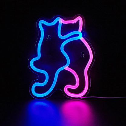 Anime Cat & Dog Neon Sign for Wall Art Arcade Decor, LED Night Lights Home Decor for Game Room Sign,Bedroom, Living Room, Bars